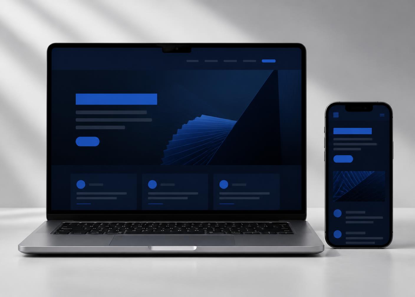 Example of a modern, mobile responsive business website designed by Atlas Solutions, shown on a laptop and a phone